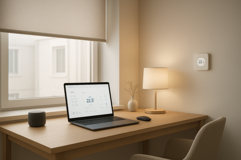 Image de couverture pour l’article "Domotique et télétravail : optimiser lumière, température et bruit"