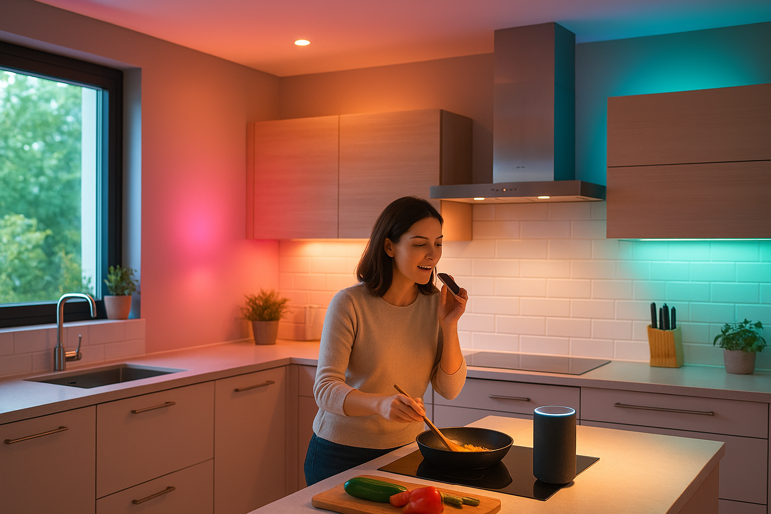 Image de couverture pour l’article "Éclairage connecté dans la cuisine : scénarios pour la préparation des repas"