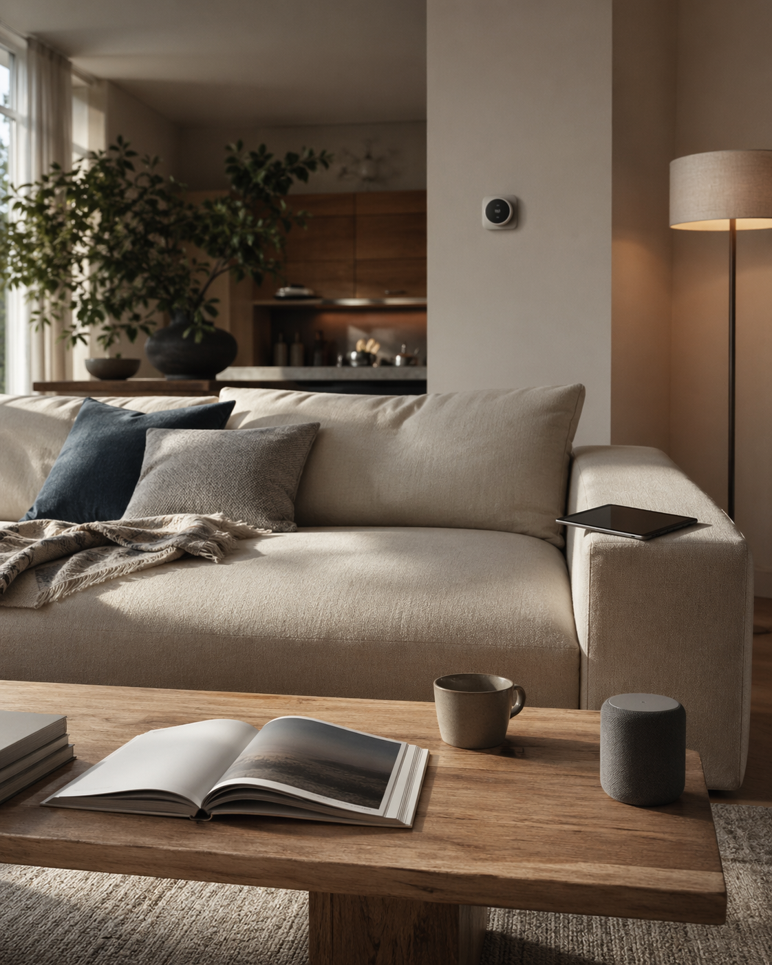 Intérieur d'un habitat connecté contemporain
