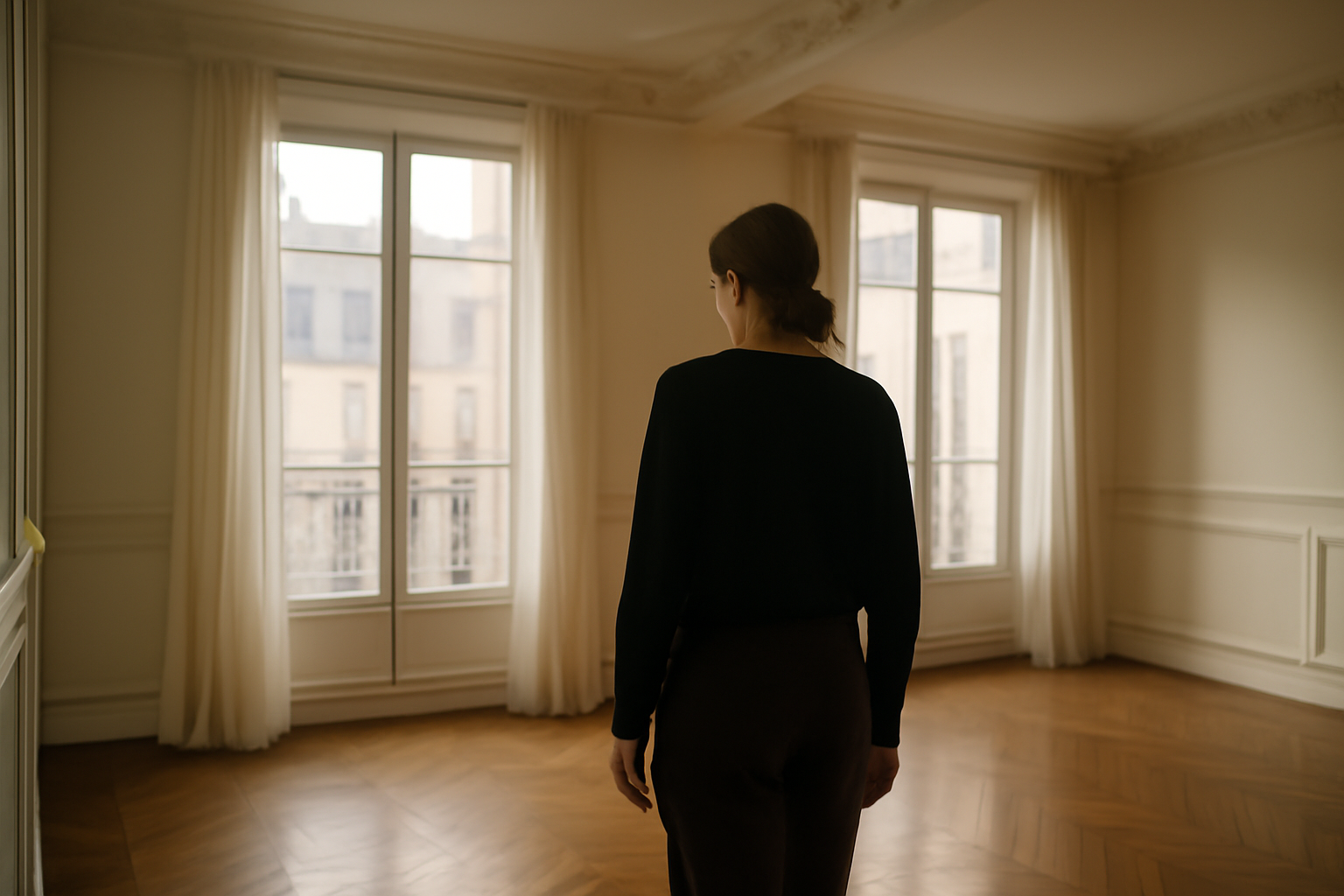 Appartement haussmannien : moulures, parquet point de Hongrie et grandes fenêtres
