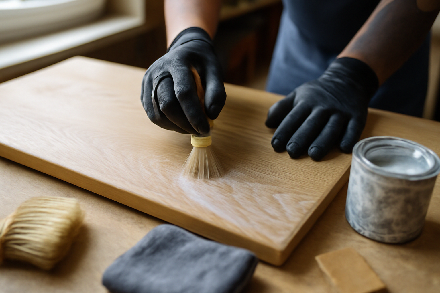 ceruser un meuble en bois : application de la céruse dans les veines