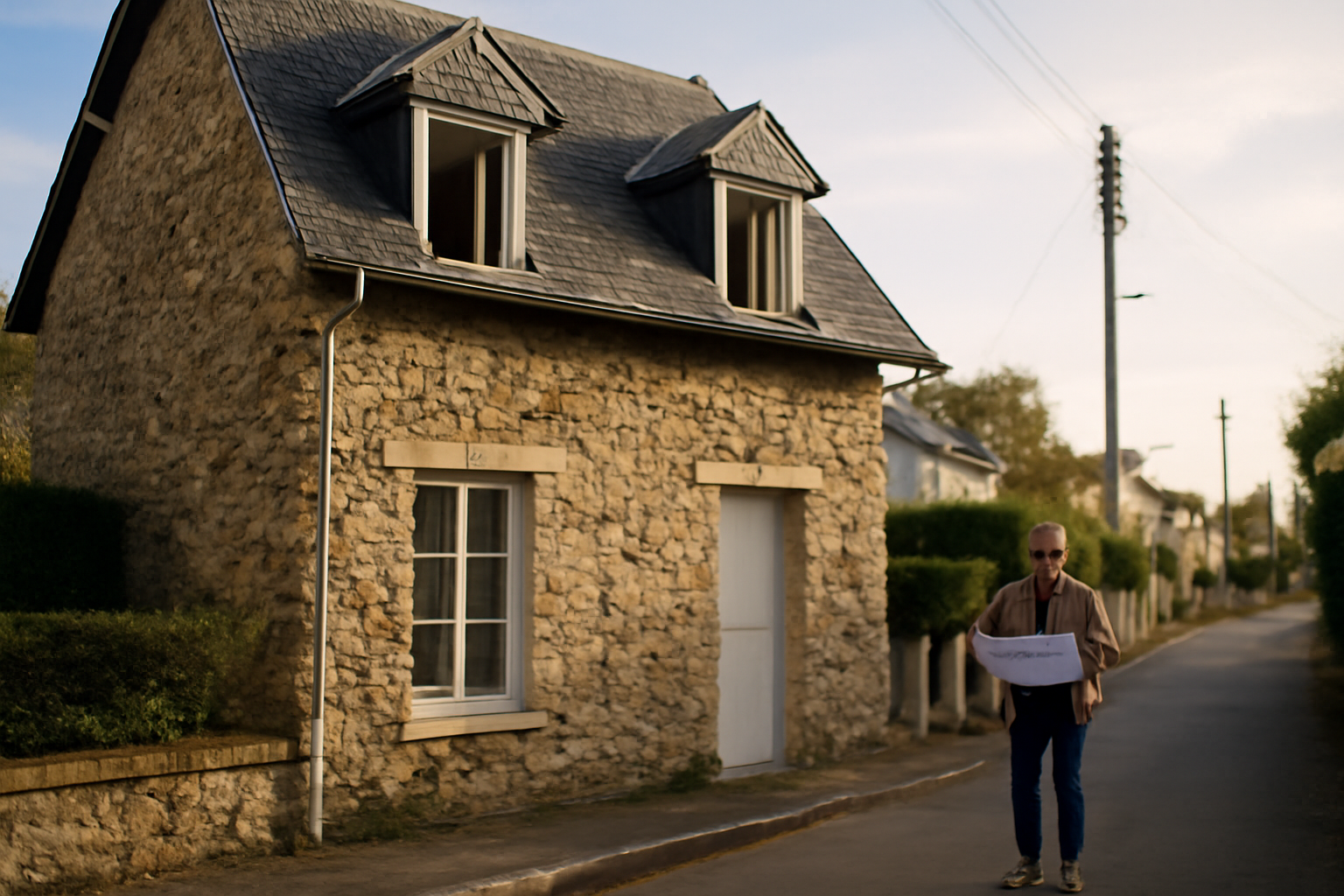 toit en mansarde avec lucarnes et ardoises, façade de maison ancienne au soleil