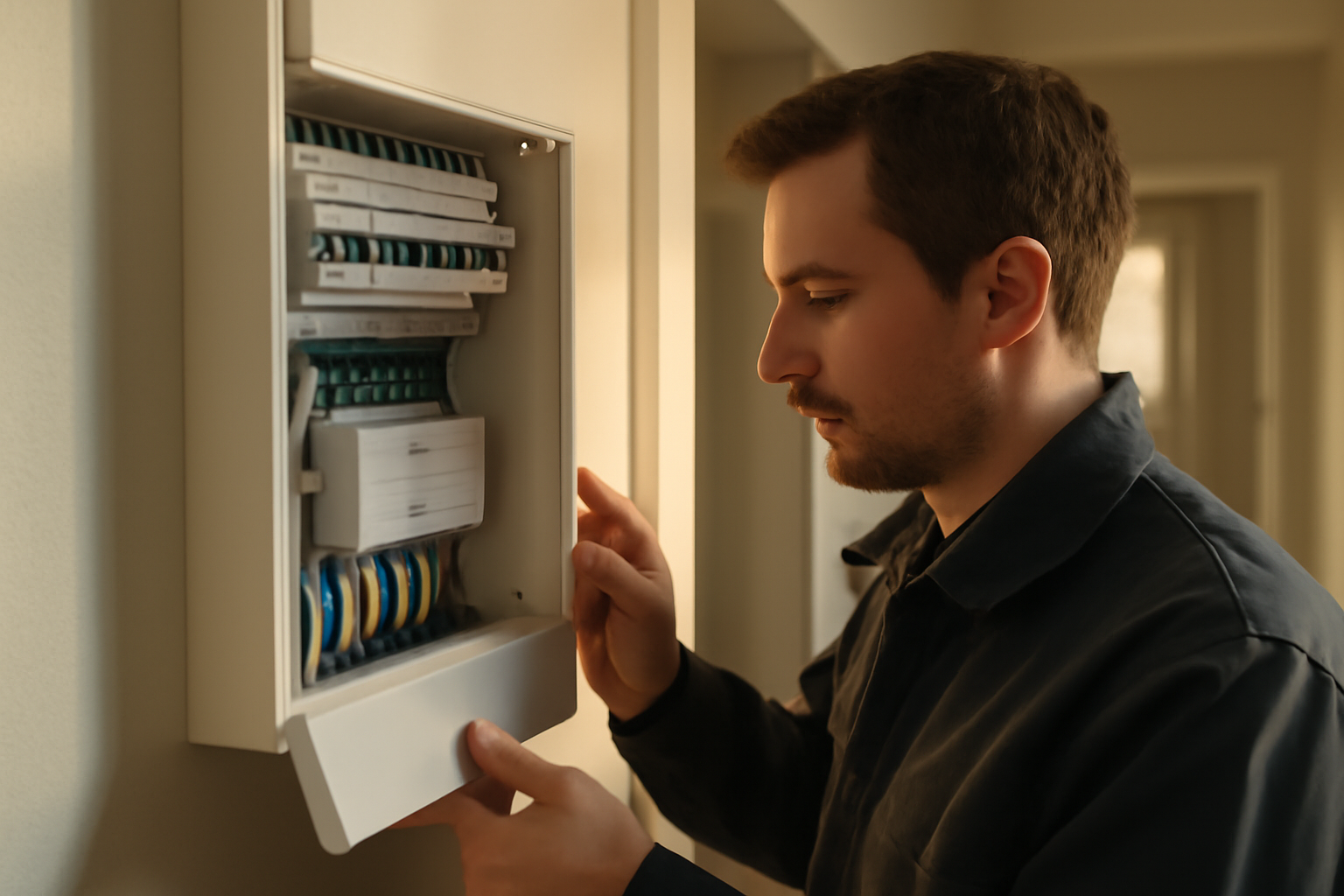 sonoff : module domotique connecté sur un tableau électrique dans une maison française