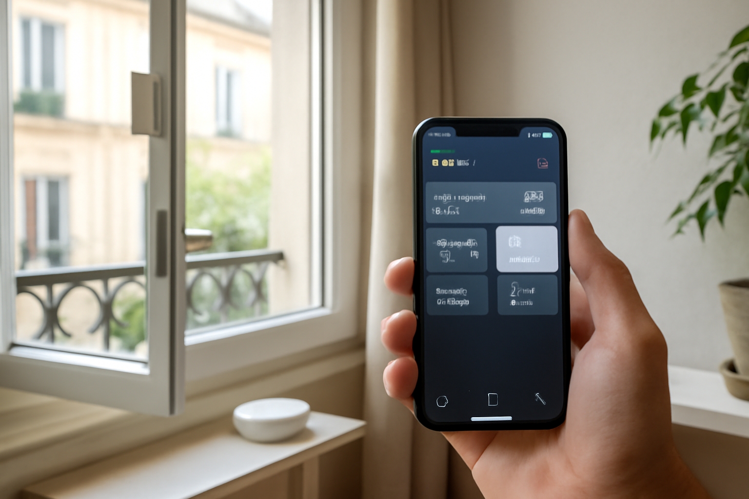 capteur domotique sonoff et hub zigbee posés près d’une fenêtre pour automatisation