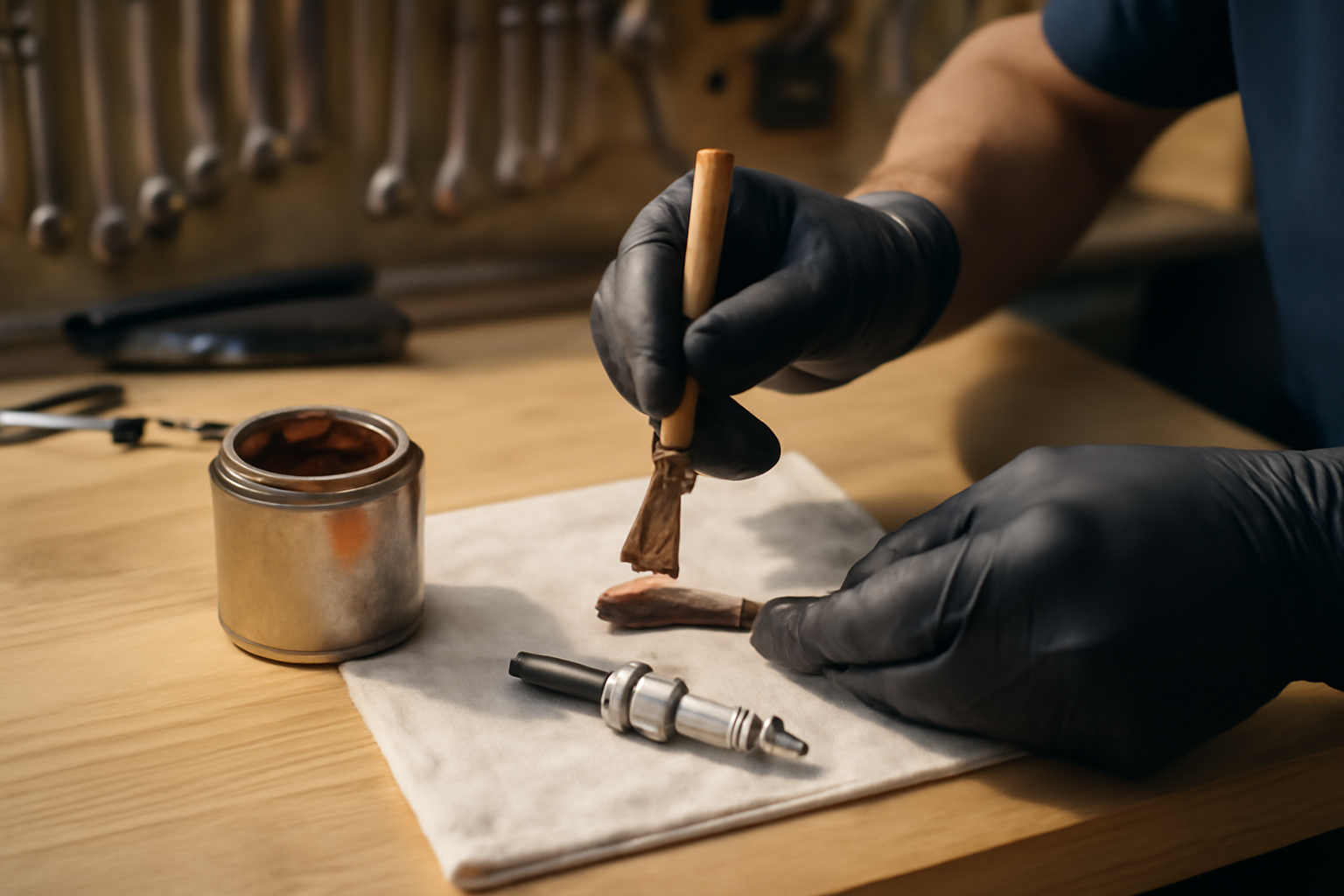 Graisse au cuivre appliquée en couche fine sur des filetages métalliques