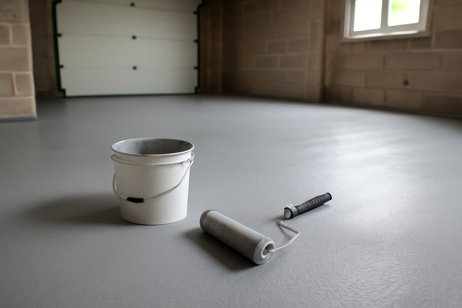 revetement pour sol garage en résine époxy texturée antidérapante, sol homogène gris