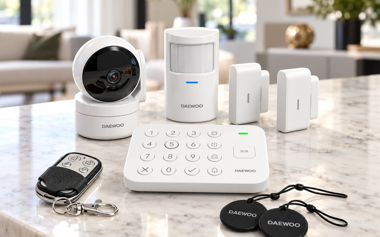 Détecteur de mouvement extérieur Daewoo Security WMO301 installé sur une maison